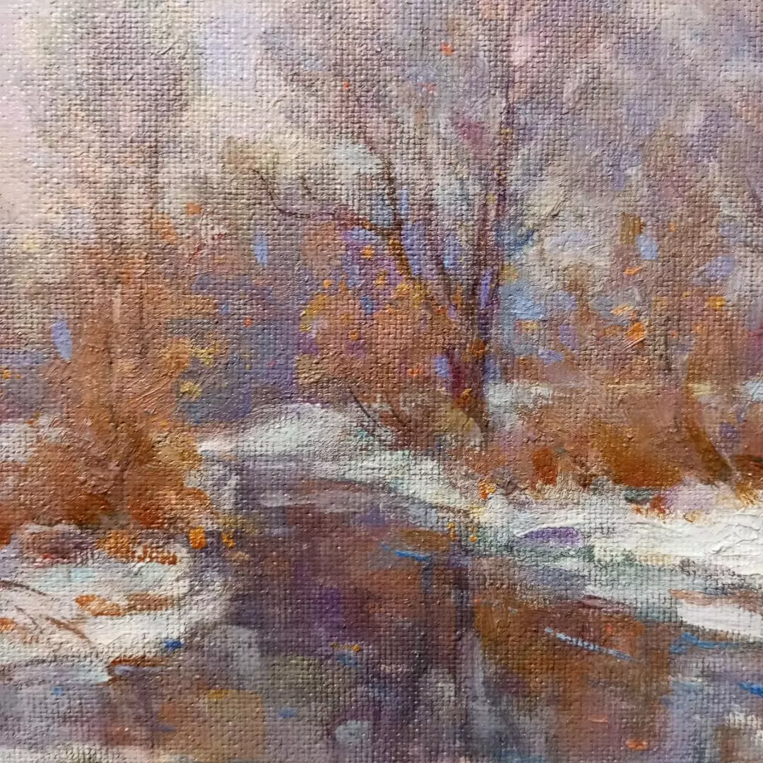 Картина. Александр Поплавский. Саврасовский пейзаж. Картон, масло. 40х30 см. Авторская живопись.