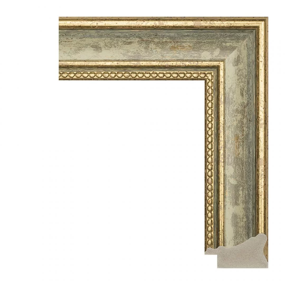 Рама багетная 40x50 для картин, зеленая-золотая - 3,8 см, классическая, пластиковая, с креплением, 704-61
