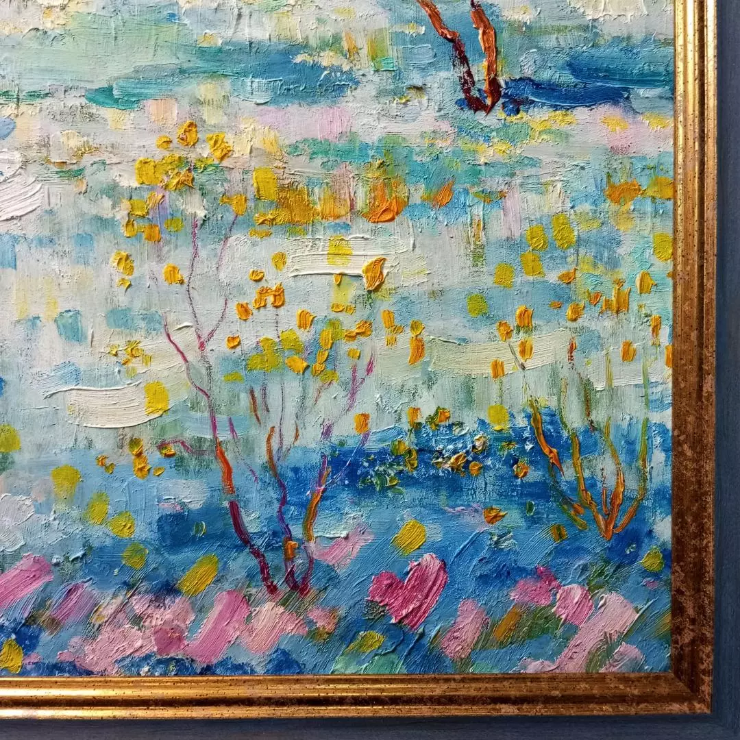 Картина. Сулеков Юрий Снег в сентябре оргалит, масло 53х60 см. Авторская живопись.