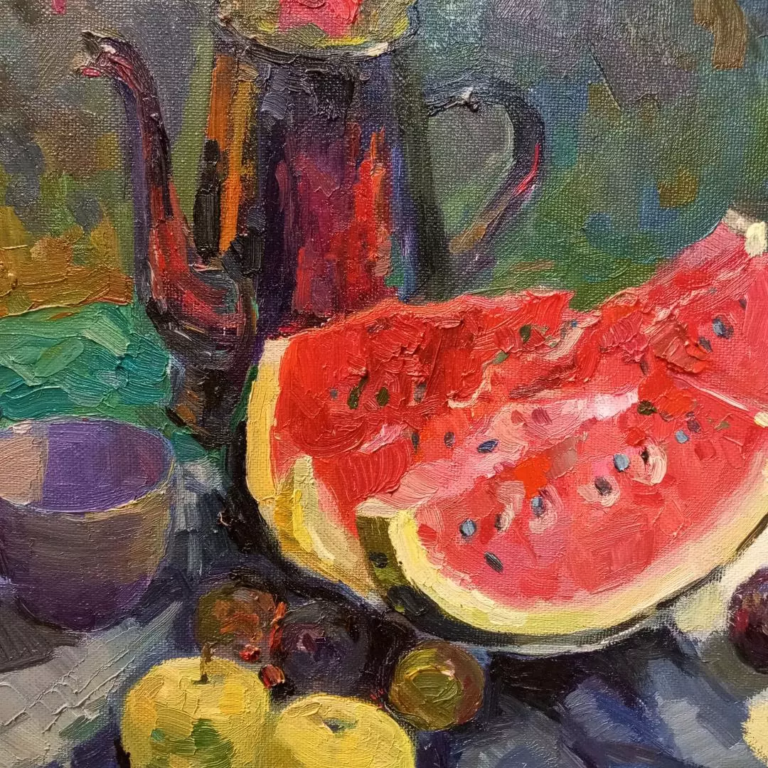 Картина. Светлана Володина Этюд с арбузом, холст, масло, 50х40 см. Авторская живопись.