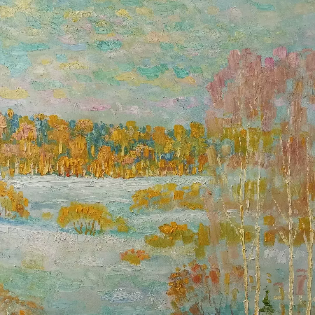 Картина. Сулеков Юрий.  Март, оргалит, масло, 61х64. Авторская живопись.
