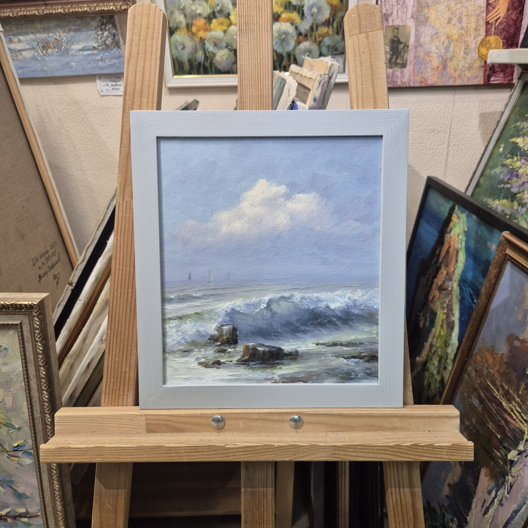 Картина. Александр Крымовский. Морской вид. Холст, картон, масло. 29х25 см. Авторская живопись.