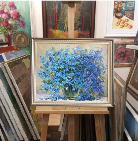 Картина. Никколова И.А. Голубая дымка. Холст, масло. 40х50 см. Авторская живопись.