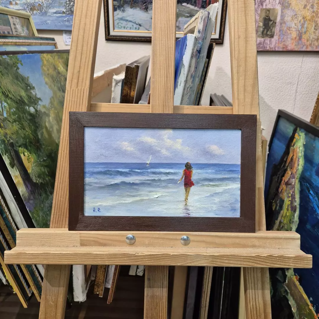 Картина. Александр Крымовский. К морю. Холст, картон, масло.15х26 см. Авторская живопись.