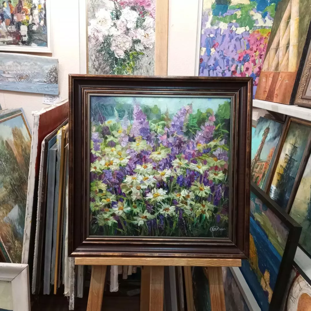 Картина. Никколова И.А. Запахи лета. Холст, масло. 50х50 см. Авторская живопись.