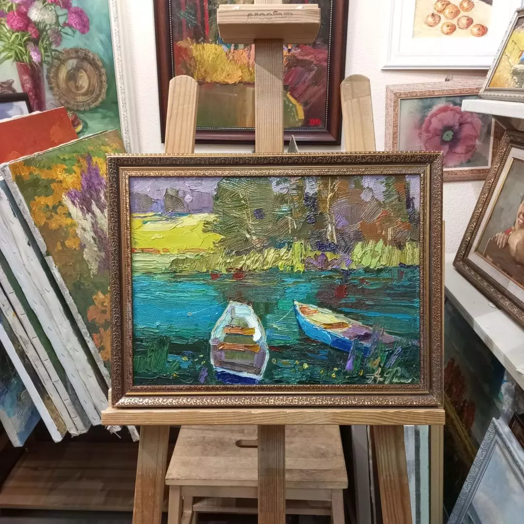 Картина. Александр Филиппов. Вечерние лодочки. Холст, масло. 30х40 см. Авторская живопись.