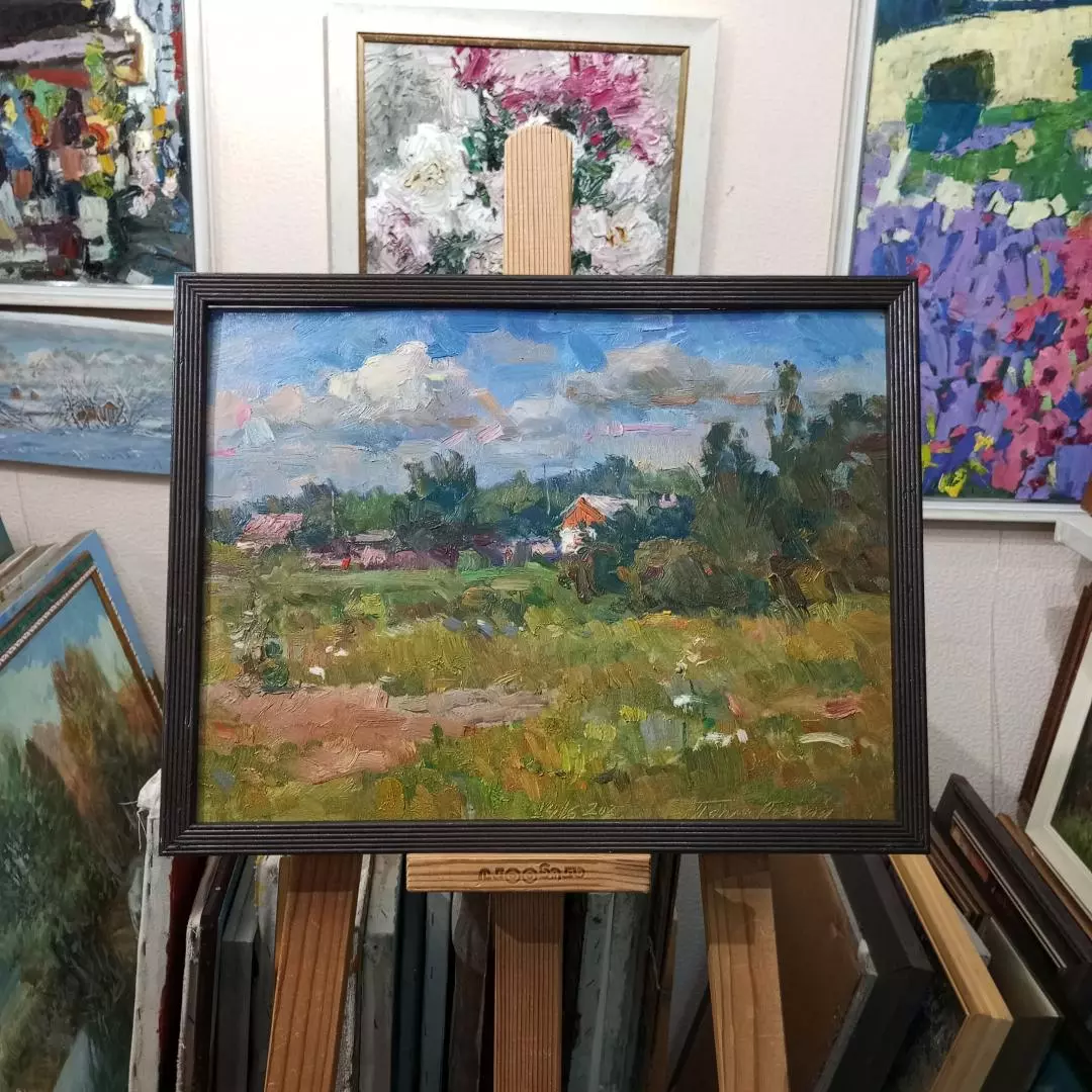 Картина. Александр Поплавский. Зеленый июнь. Картон, масло. 30х40 см. Авторская живопись.