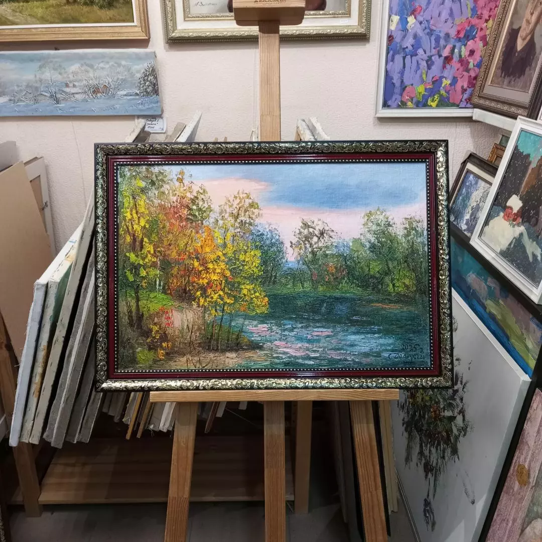 Картина. Стефан Домусчи. Хопёр осенью. Холст, картон, масло. 40х60 см. Авторская живопись.