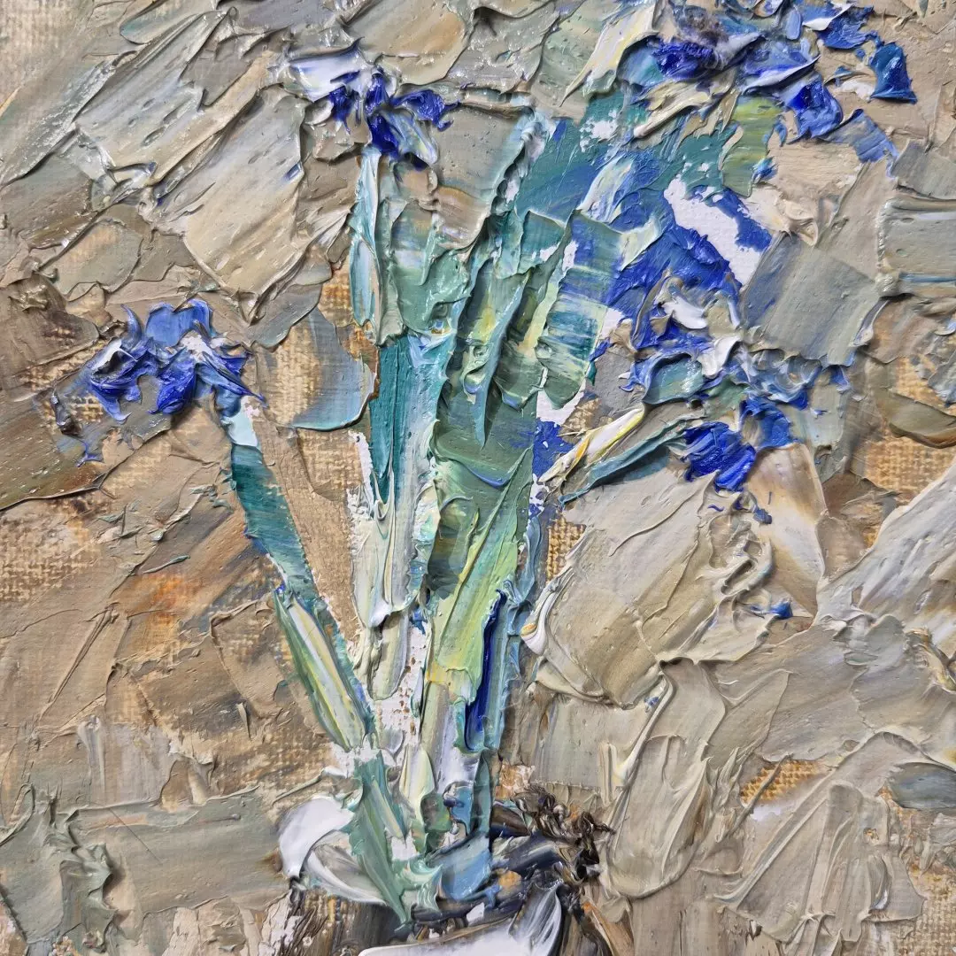 Картина. Инна Москалева. Подснежники. Холст, картон, масло. 20х15см. Авторская живопись.