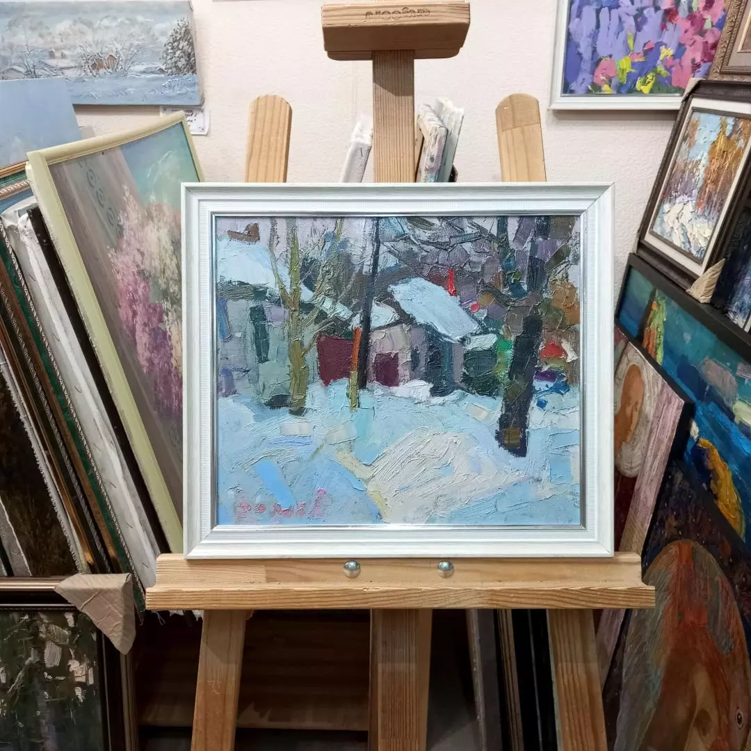 Картина. Юрий Болотов. Зимка. Холст, масло. 30х35 см. Авторская живопись