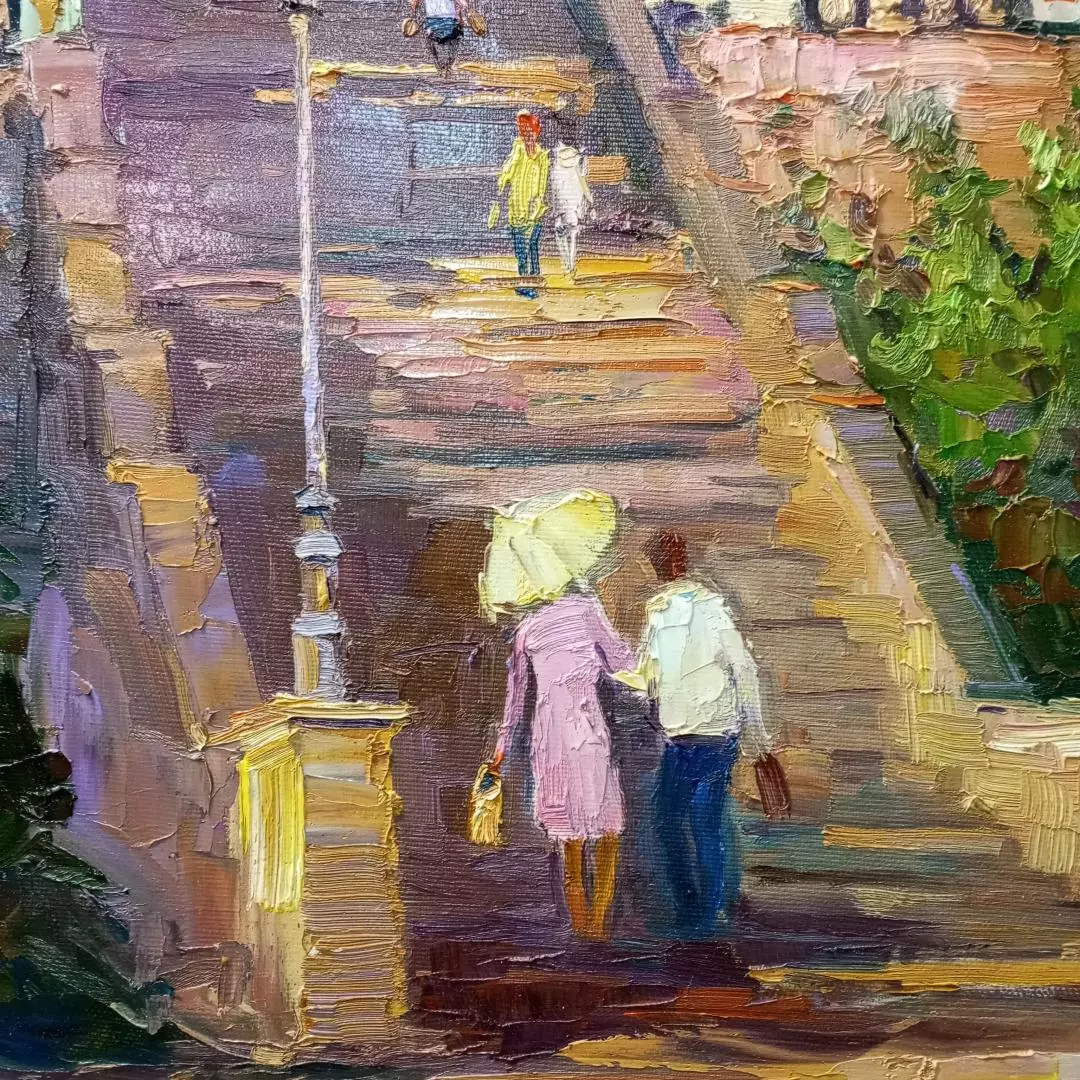 Картина. Александр Филиппов. Каменная лестница в Таганроге. Холст, масло. 70х70 см. Авторская живопись.