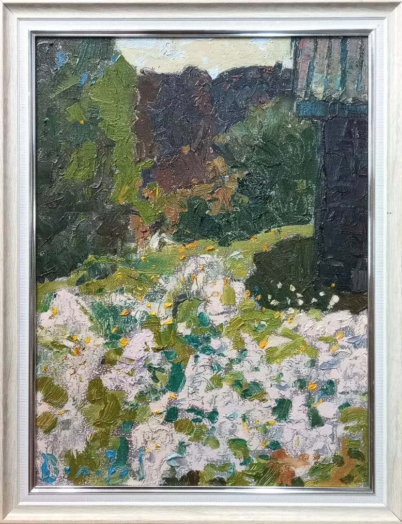 Картина. Юрий Болотов. У дома Весна. Холст, масло. 40х30 см. Авторская живопись