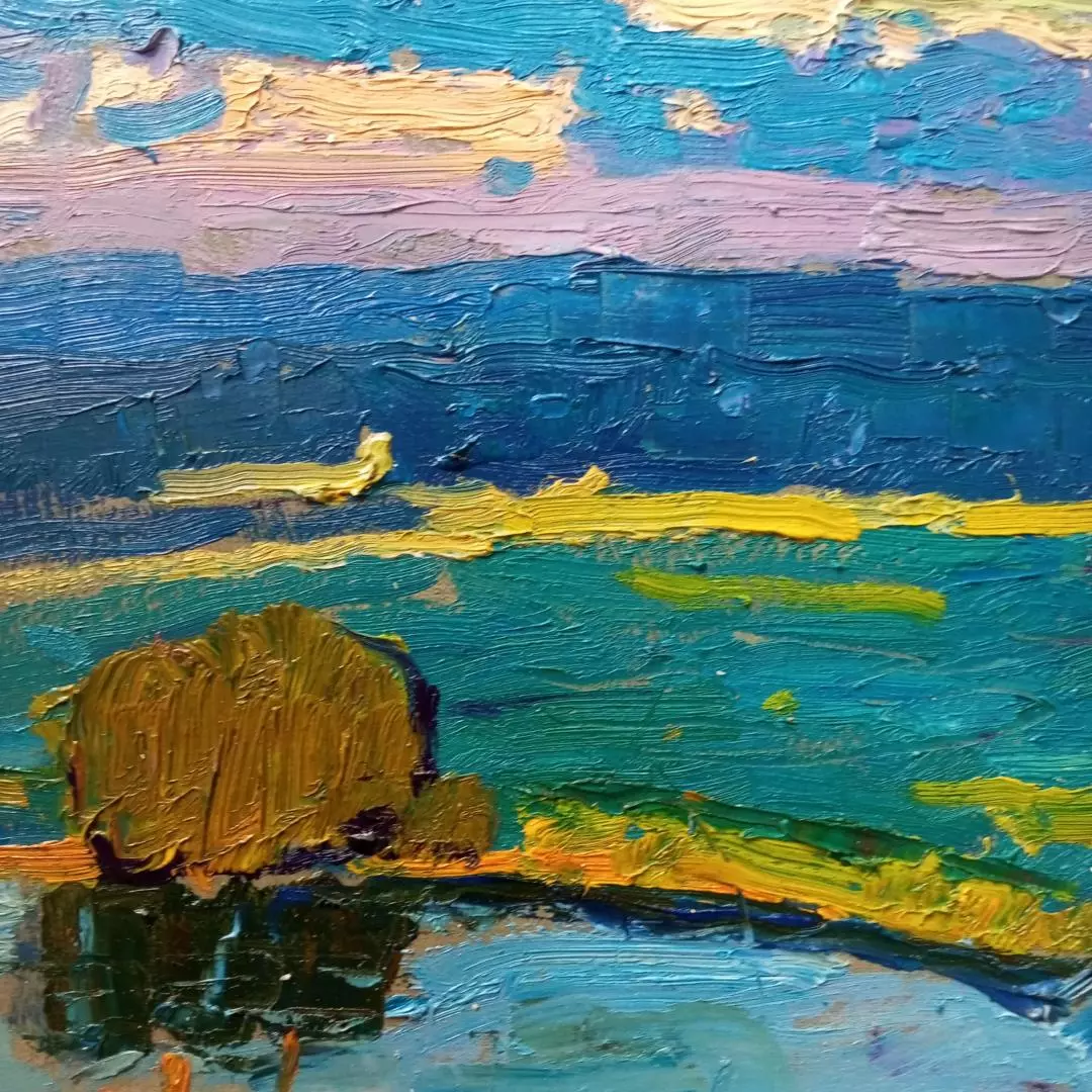 Картина. Юрий Болотов. День догорает. Холст, масло. 25х35 см. Авторская живопись