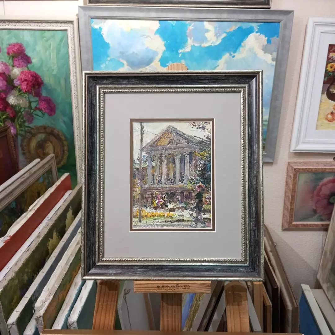 Картина. Владимир Власов. На улице Карла Маркса. Картон, масло. 20х15 см. Авторская живопись.