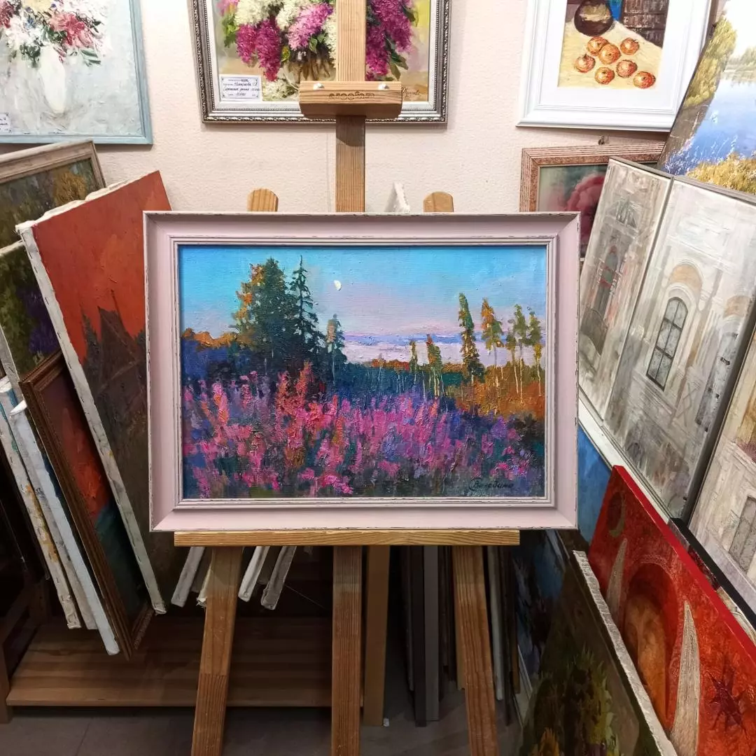 Картина. Светлана Володина. Иван-чай, холст, масло, 35х50 см. Авторская живопись.