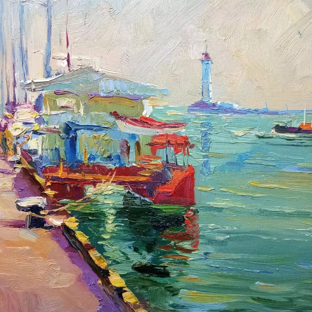 Картина. Александр Филиппов. Порт Одесса. Холст, масло. 40х60 см. Авторская живопись.