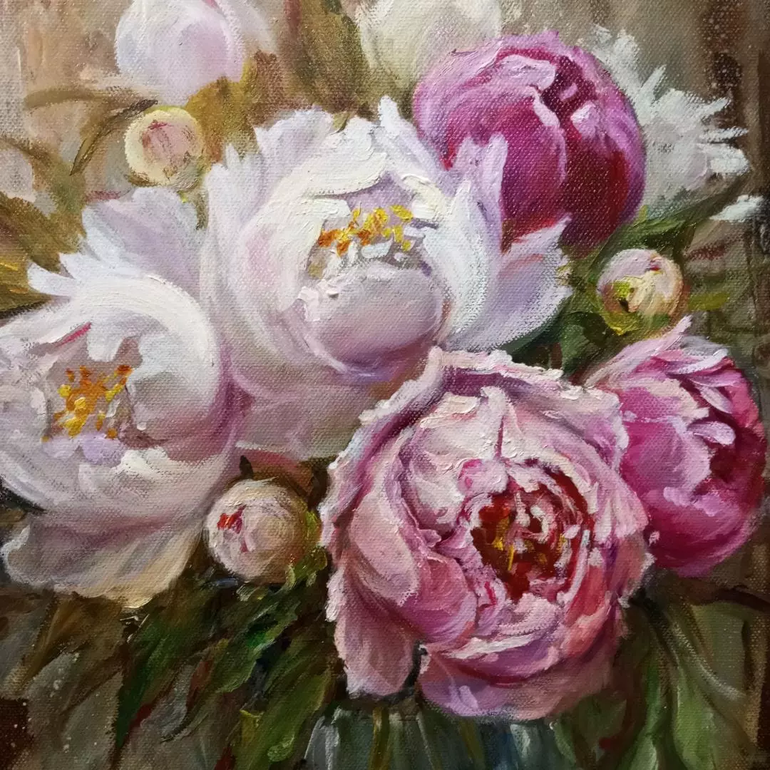 Картина. Светлана Соловьева. Пионы. Холст, масло. 40х30 см. Авторская живопись.