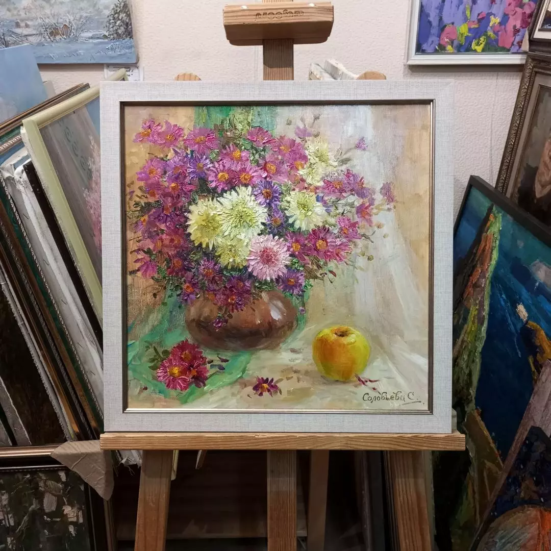 Картина. Светлана Соловьева. Дыхание осени. Холст, масло. 40х40 см. Авторская живопись.
