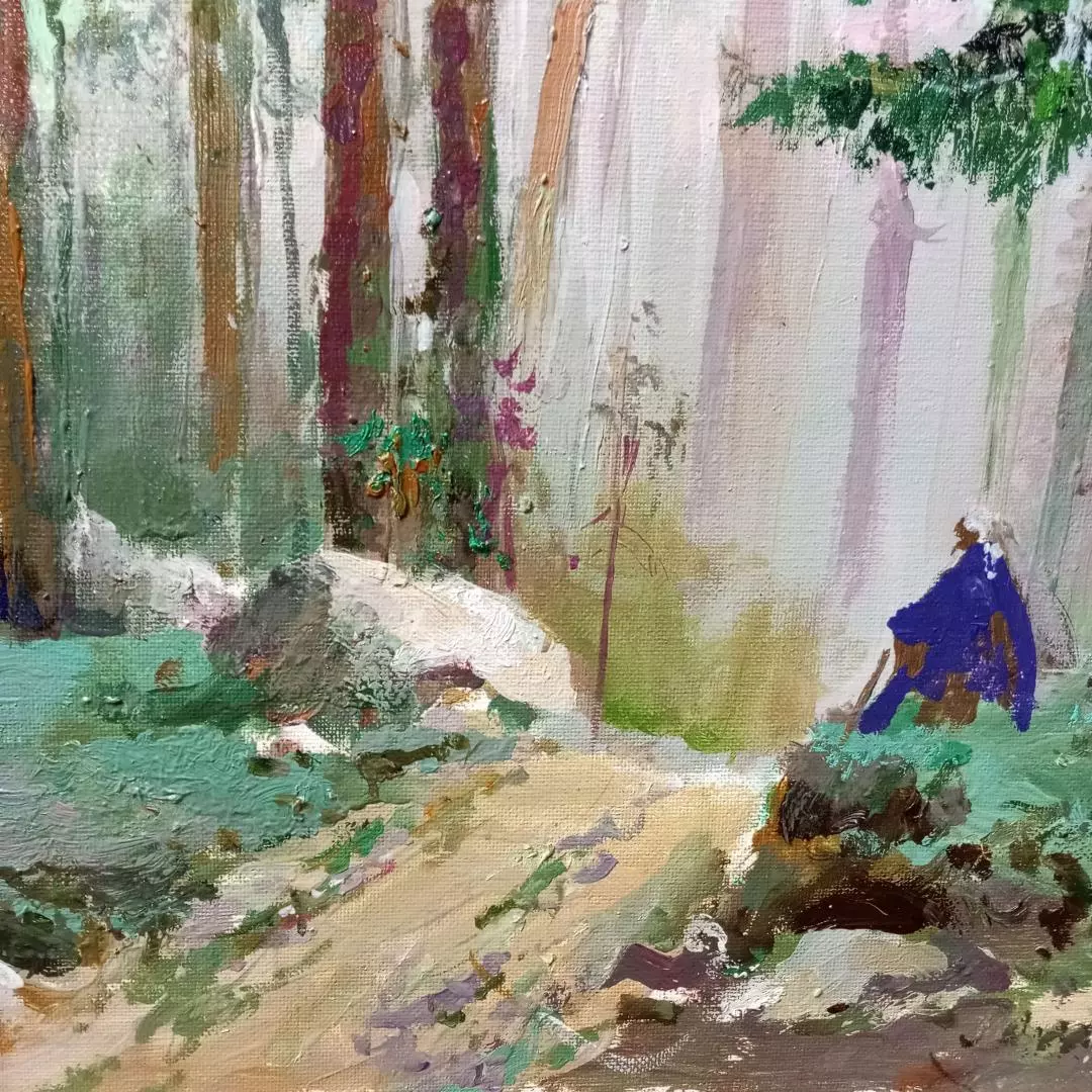 Картина. Леонид Куйкин Путник, холст, картон, масло, 35х50 см. Авторская живопись.