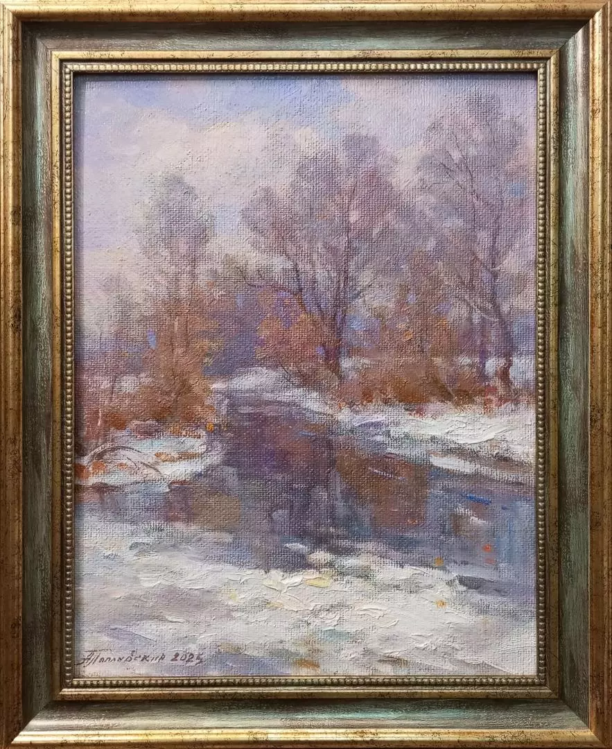 Картина. Александр Поплавский. Саврасовский пейзаж. Картон, масло. 40х30 см. Авторская живопись.