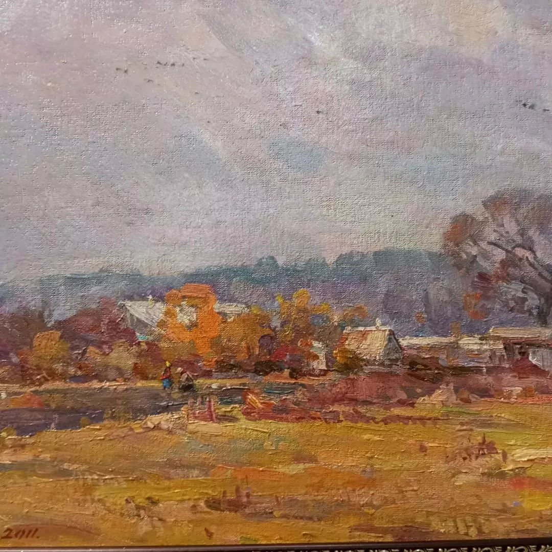 Картина. Александр Поплавский. Осенний сюжет. Холст, картон, масло. 30х50 см. Авторская живопись.