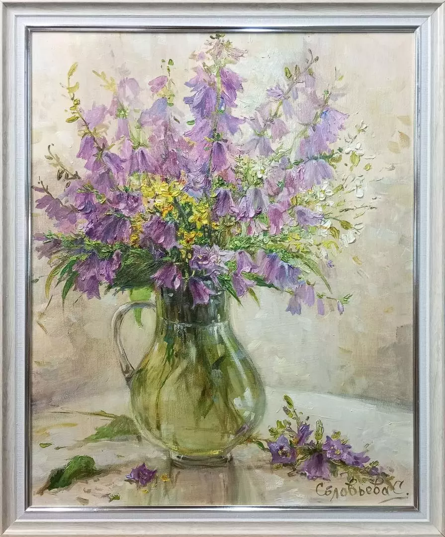 Картина. Светлана Соловьева. Колокольчики. Холст, масло. 50х40 см. Авторская живопись.