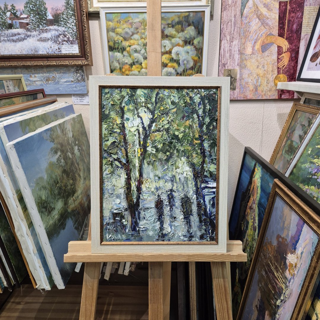 Картина. Инна Москалева. Вечер Дождь. Холст, картон, масло. 30х40 см. Авторская живопись.