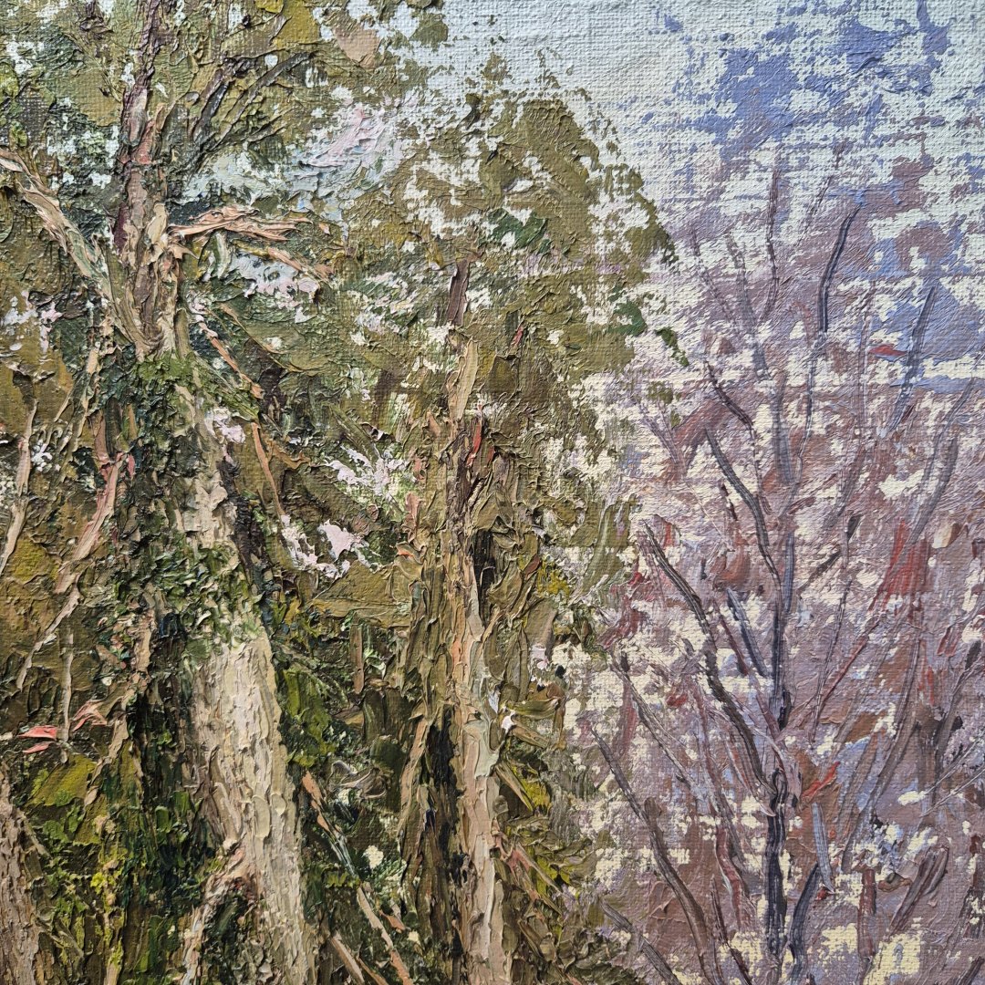 Картина. Стефан Домусчи. Околица. Холст, картон, масло. 53х43см.. Авторская живопись.