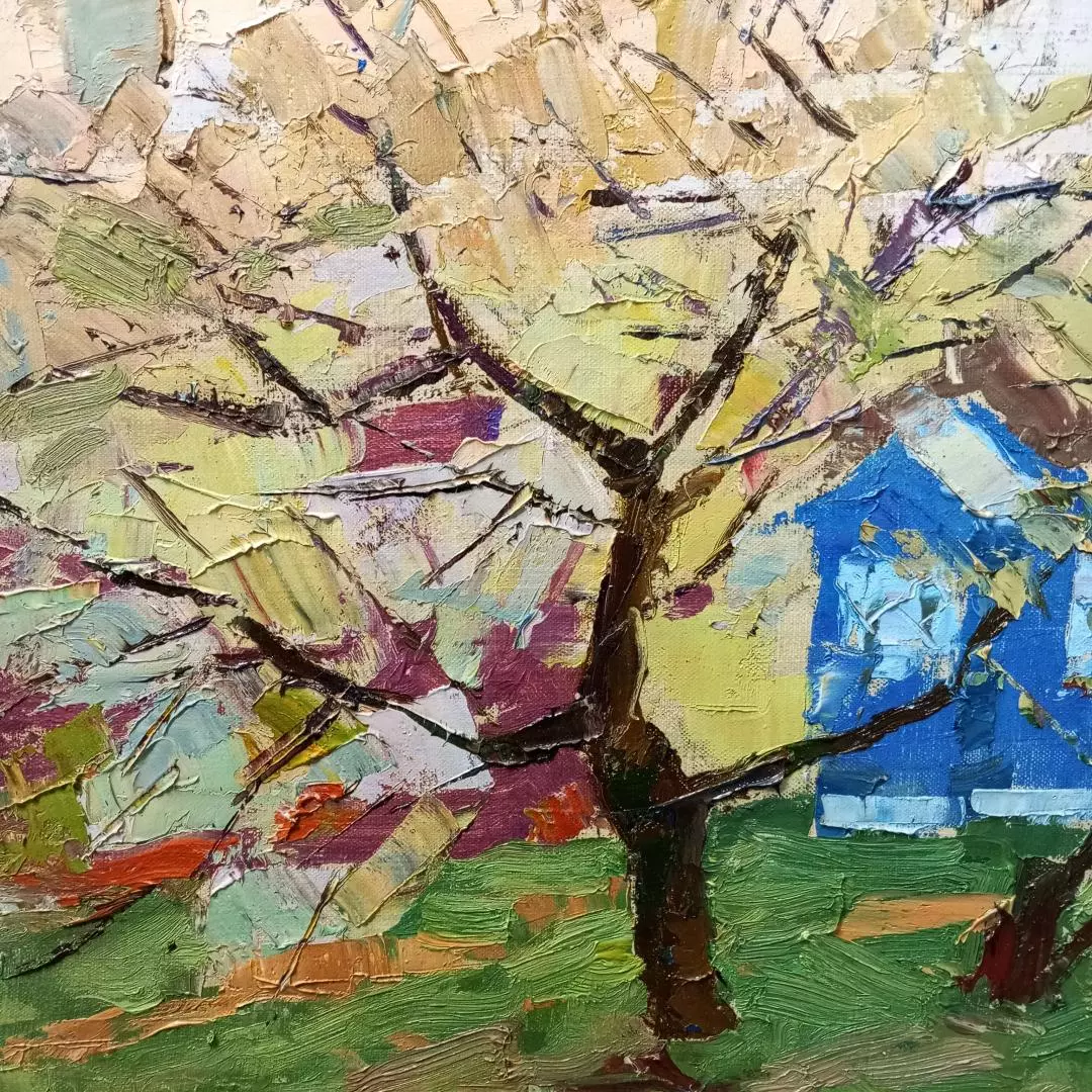 Картина. Юрий Болотов Тихая весна, холст, масло, 30х40. Авторская живопись