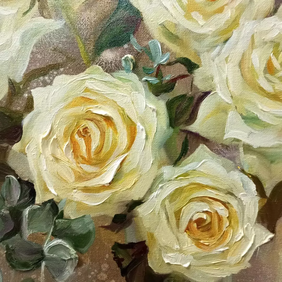 Картина. Светлана Соловьева Розы. Холст, масло, 50х50 см. Авторская живопись.