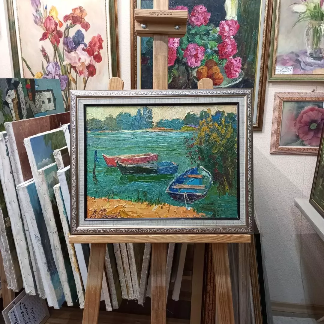 Картина. Александр Филиппов Лодочки Дона, холст, масло, 30х40 см. Авторская живопись.