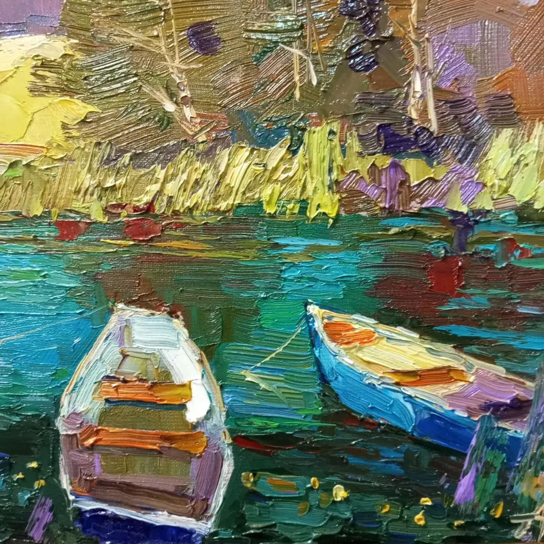 Картина. Александр Филиппов. Вечерние лодочки. Холст, масло. 30х40 см. Авторская живопись.