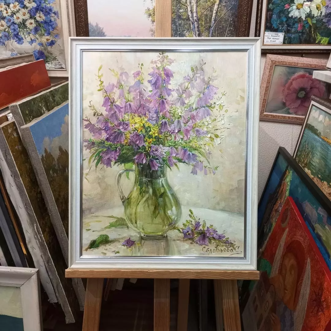 Картина. Светлана Соловьева. Колокольчики. Холст, масло. 50х40 см. Авторская живопись.