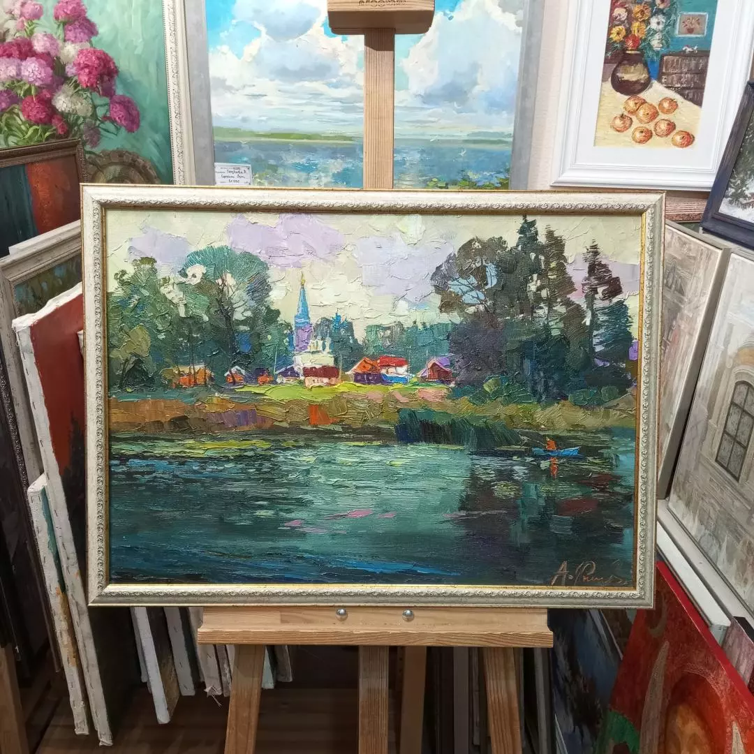 Картина. Александр Филиппов. На реке Солоница. Холст, масло. 50х70 см. Авторская живопись.