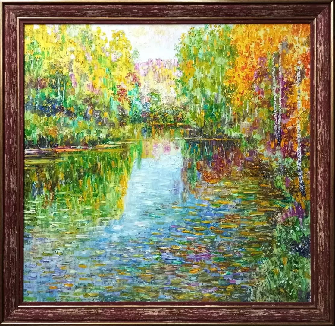 Картина. Сулеков Юрий И снова осень, оргалит, масло, 60х61см. Авторская живопись.