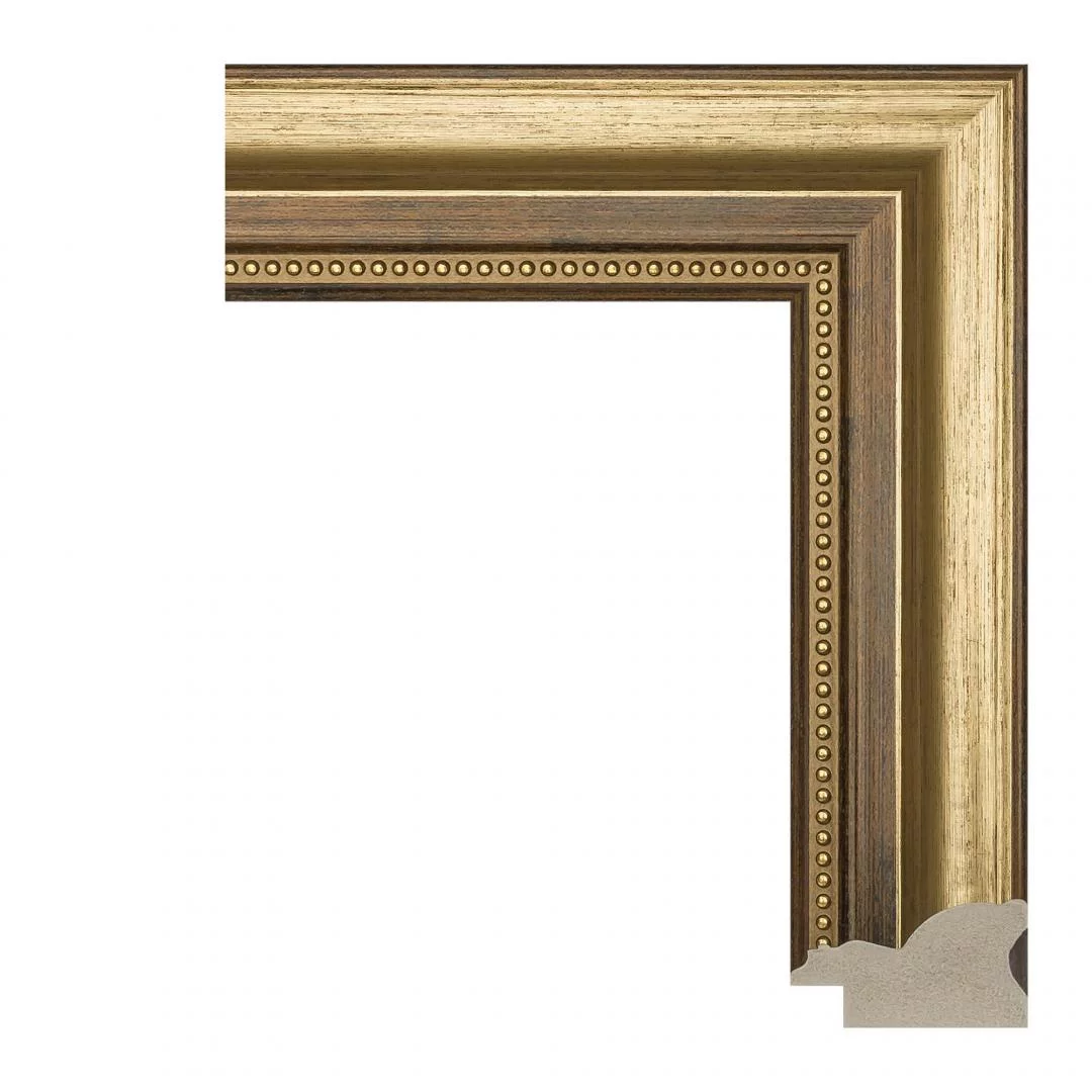 Багетная рама 50x50 для картин, золотая-коричневая - 3,4 см, классическая, пластиковая, с креплением, 712-11
