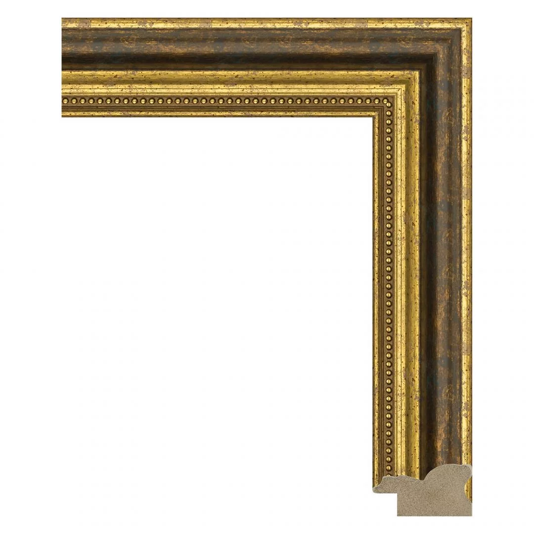 Рама багетная 50x60 для картин, бирюзовая-золотая - 3,4 см, классическая, пластиковая, с креплением, 712-16