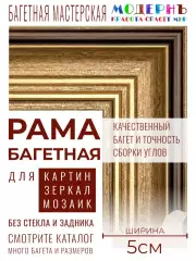 Багетная рама 50x75 для картин и зеркал, ширина - 5,7 см, классическая, пластиковая, с креплением, 718-11