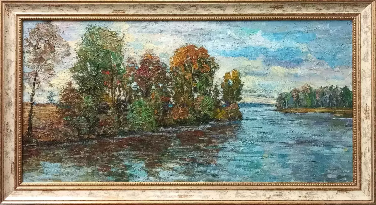 Картина. Сергей Савосин Залив. Дон, холст, масло, 30х60 см. Авторская живопись.
