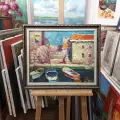 Картина. Александр Филиппов. После рыбалки, Черногория. Холст, масло. 40х50 см. Авторская живопись.