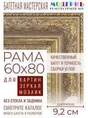 Рама багетная 60x80 для картин и зеркал - 9,2 см, классическая, пластиковая, с креплением, М-19-2