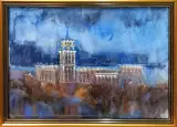 Картина. Авторская живопись. Нелли Фролова Вечерний Воронеж, бум акв 20х30 см
