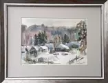 Картина. Оксана Смотрова. Зимний пейзаж. Бумага, акварель. 19х26 см. Авторская живопись.