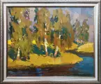 Картина. Александр Филиппов Вечерние березки холст, масло, 40х50 см. Авторская живопись.