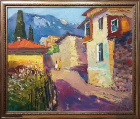 Картина. Александр Филиппов. Солнечная улочка Гурзуфа. Холст, масло. 50х60 см. Авторская живопись.