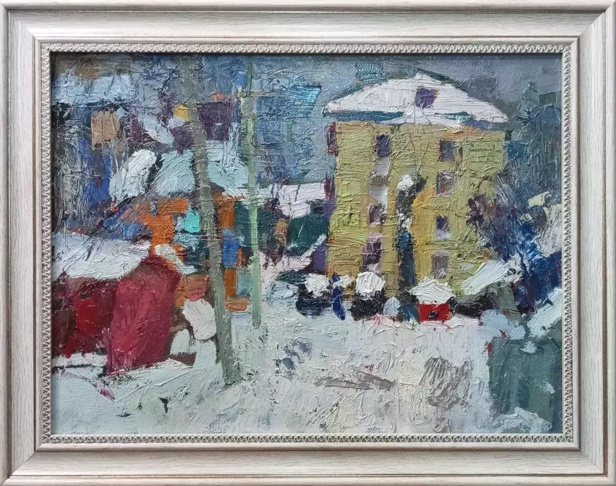 Картина. Юрий Болотов. Городская улочка. Холст, масло. 30х40 см. Авторская живопись