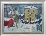 Картина. Юрий Болотов. Городская улочка. Холст, масло. 30х40 см. Авторская живопись