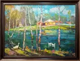 Картина. Александр Филиппов. По первой зелени. Холст, масло. 50х70 см. Авторская живопись.