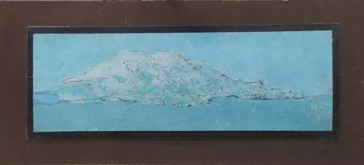 Картина. Иван Бондарев Эльбрус картон, масло, 6,6х20 см. Авторская живопись.