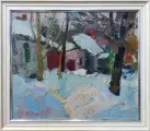 Картина. Юрий Болотов. Зимка. Холст, масло. 30х35 см. Авторская живопись